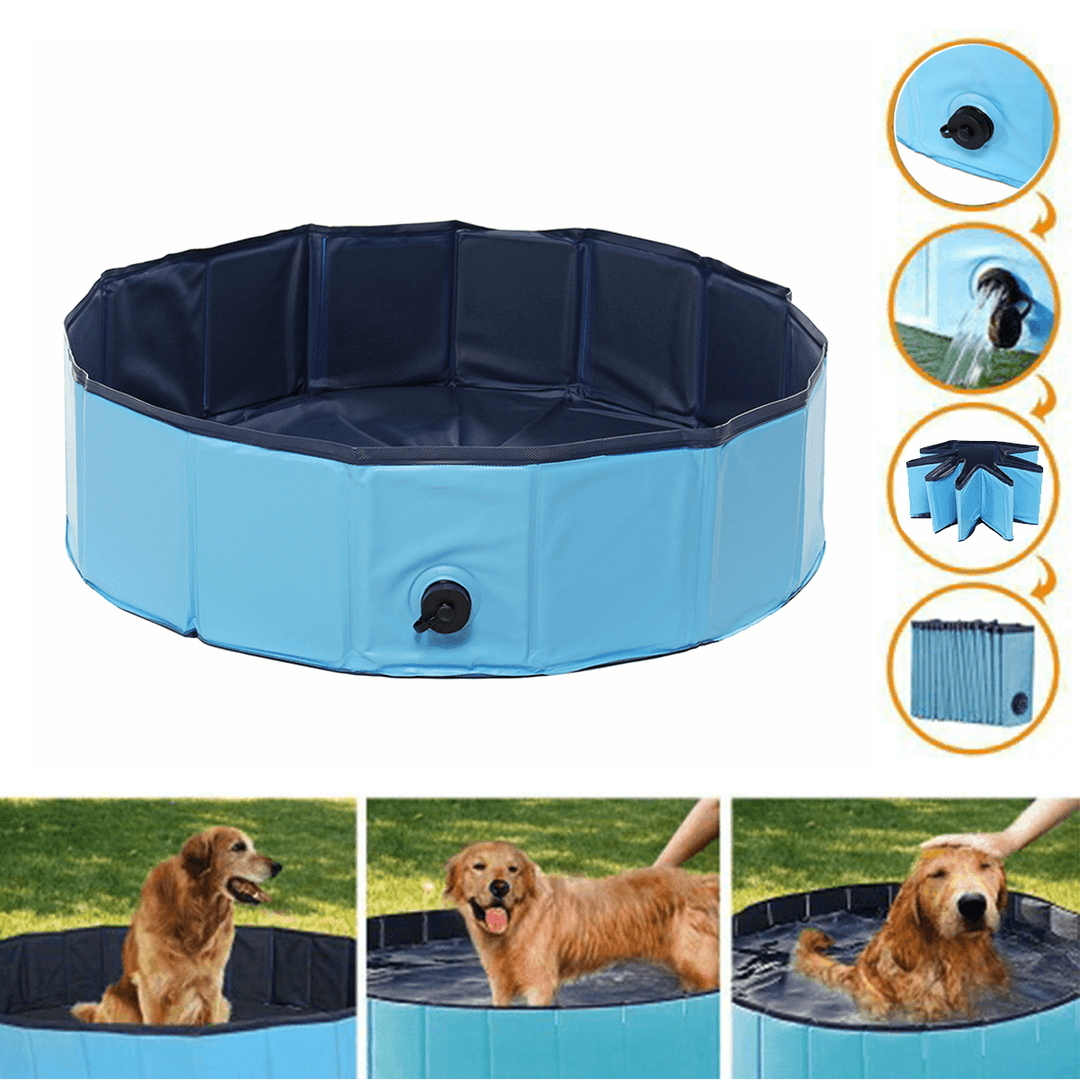 80X20Cm Folding Paddling Pool PVC Pet Bathtub Dogs Cats Puppy Shower Swimming Pool House