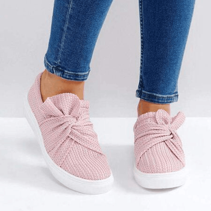 Women Breathable Knitting Knot Flat Loafers