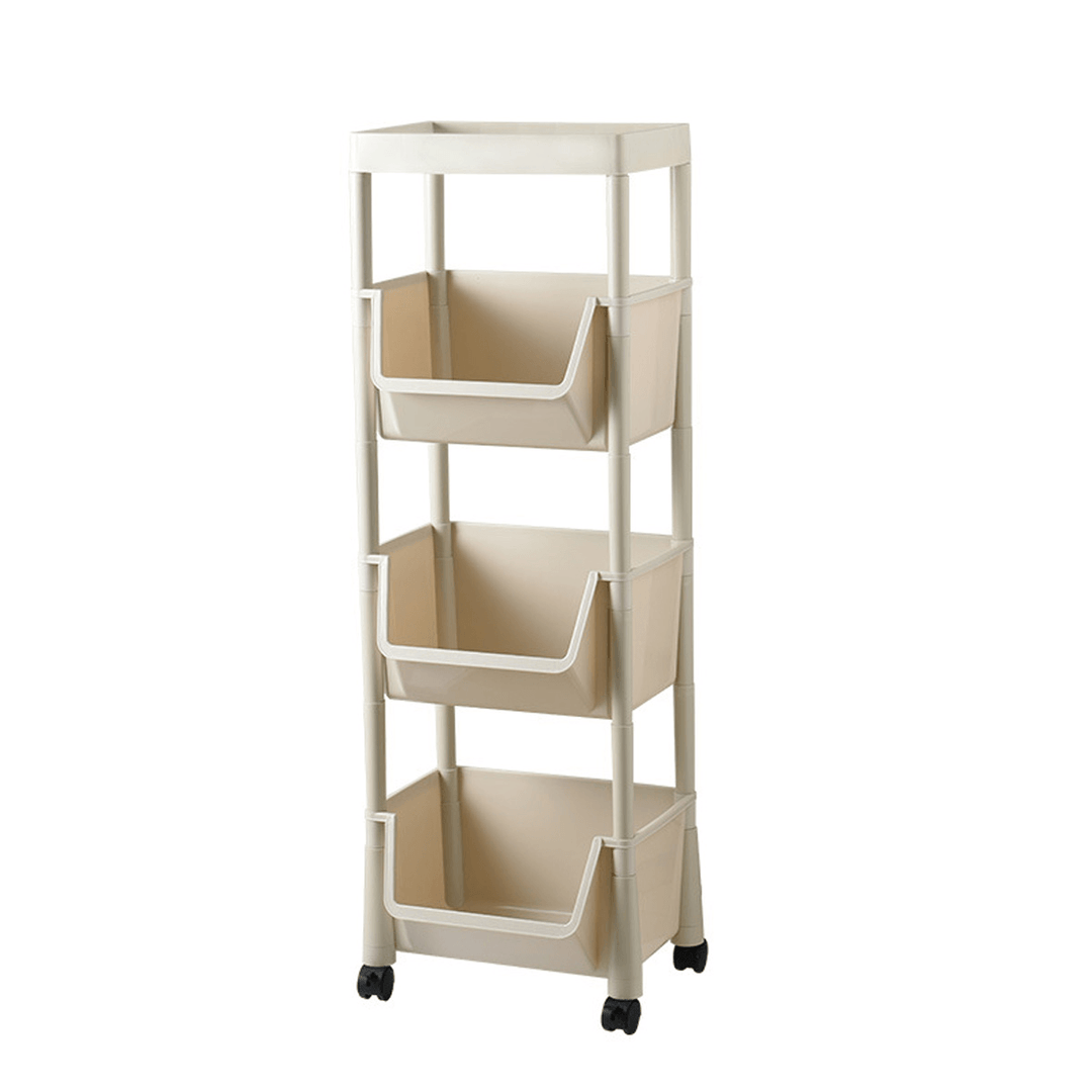 3 Layers Movable Kitchen Storage Rack with Wheels Vegetable Fruit Basket Kitchen Organizer Multi-Functional Storage Shelf - MRSLM