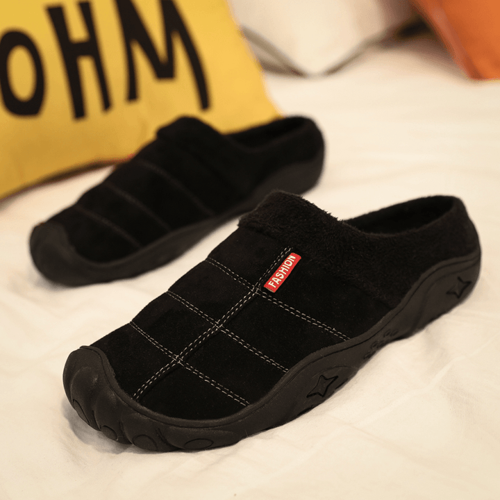 Men Soft Comfy Suede Non Slip Warm Home Cotton Slippers