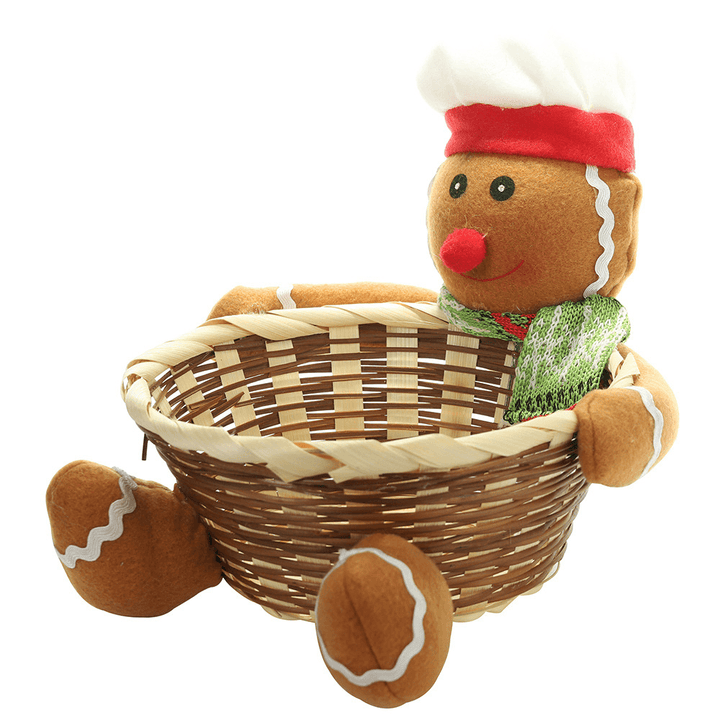 Bamboo Christmas Fruit Basket Children Xmas Gift Candy Sweet Storage Box Santa Elk Holder Decorations Container for Home - MRSLM