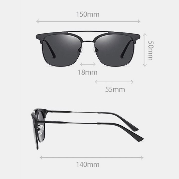 Men Super Light Oval Metal Full Frame Polarized UV Protection Sunglasses