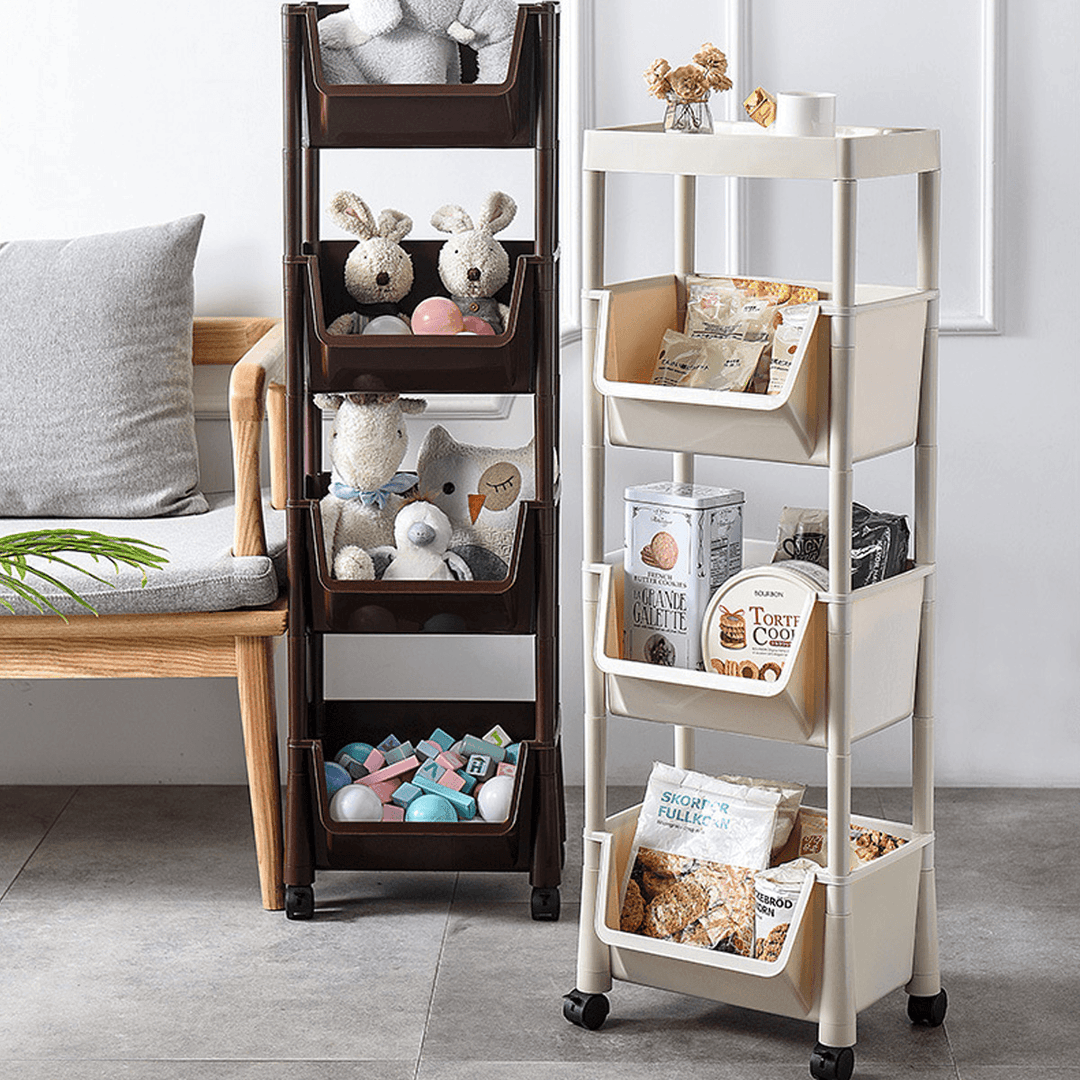 3 Layers Movable Kitchen Storage Rack with Wheels Vegetable Fruit Basket Kitchen Organizer Multi-Functional Storage Shelf