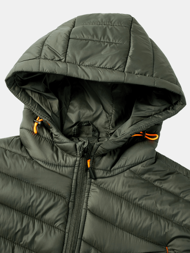 Mens Warm Hooded Zipper Long Sleeve down Jacket with Pocket