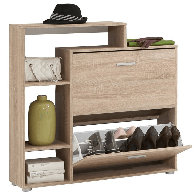 Modern Shoe Cabinet Storage Organizer 2 Door Display Shelf Multifunctional Rack - MRSLM