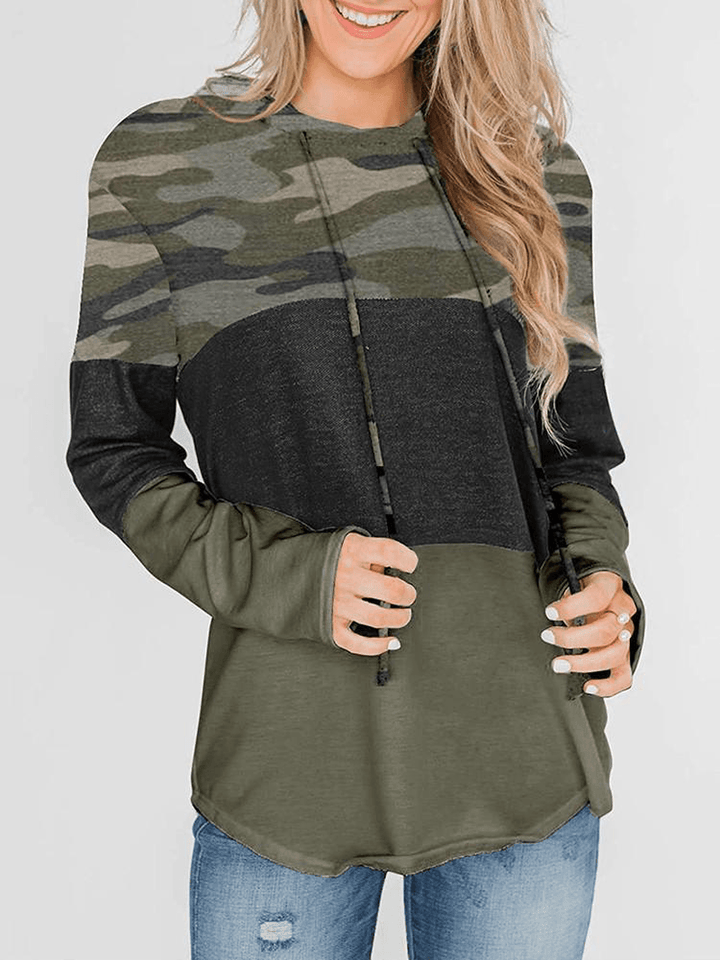 Long Sleeve Hooded Casual Print Sweatshirt - MRSLM