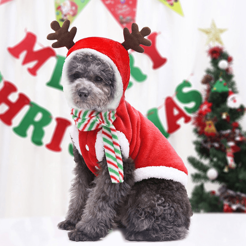 2020 Christmas Pet Clothes for Dogs Cats Costume Santa Claus Puppy Cat Clothes Winter Warm Dog Jacket Coats for Pet Hoodies Clothing