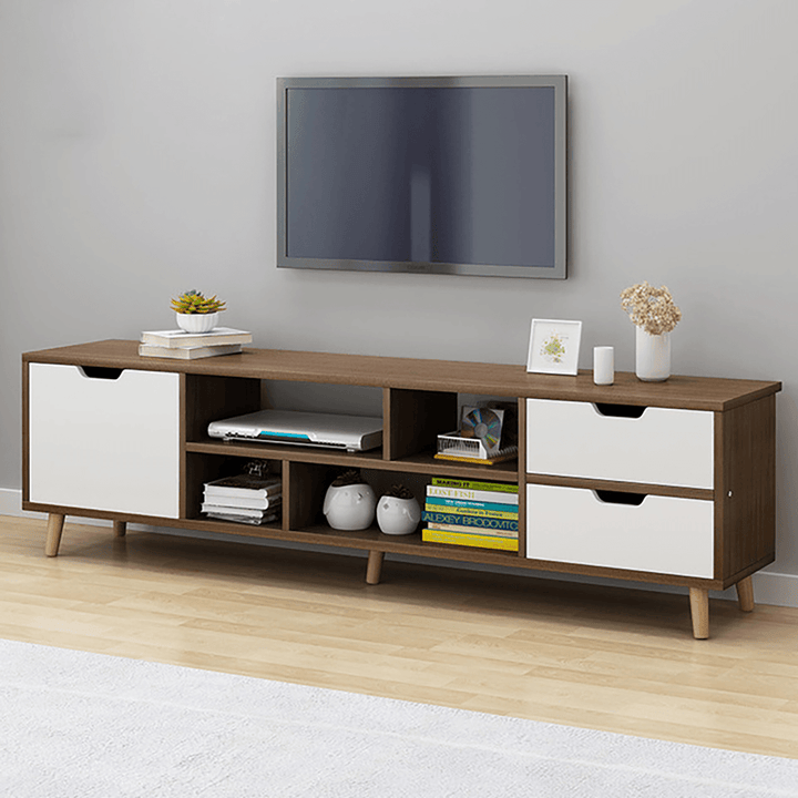 TV Stand for Tvs 40'' to 45'' with 4 Open Shelves Storage TV Console Cabinet in Living Room Bedroom Storage Supplies - MRSLM