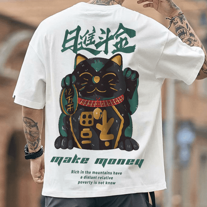 National Tide Chinese Style Rijindou Jinchao Brand T-Shirt Loose Trend Large Size Half-Sleeved Summer Harajuku Style Short-Sleeved Five-Point Sleeves