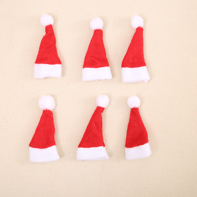 10Pcs/Pack Mini Christmas Hat Santa Claus Hat Xmas Lollipop Hat Mini Wedding Gift Creative Caps Christmas Tree Ornament Decor