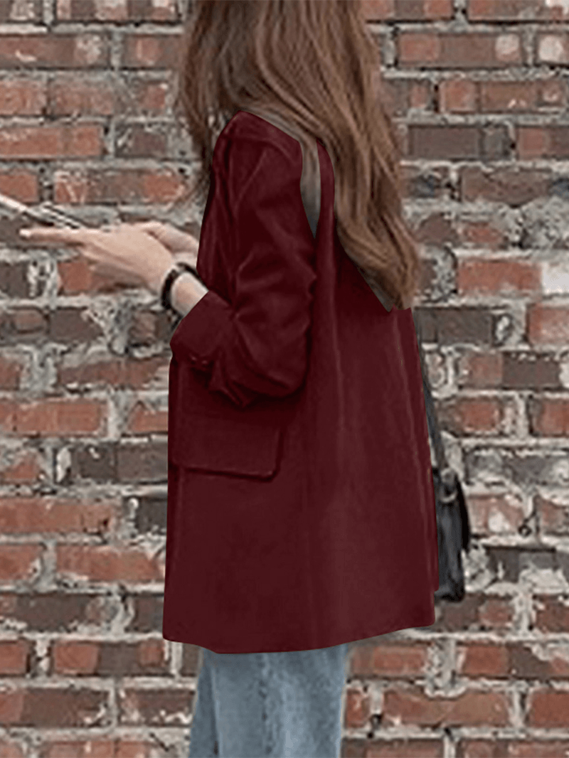 Women Full Sleeve Solid Leisure Retro Employment Workwear Blazer