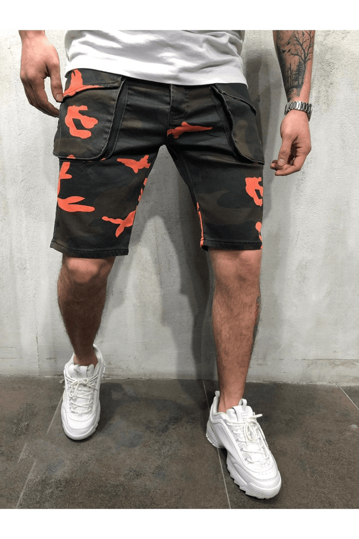 Loose Casual Camouflage Tooling Multi-Pocket Men'S Five-Point Outdoor Pants