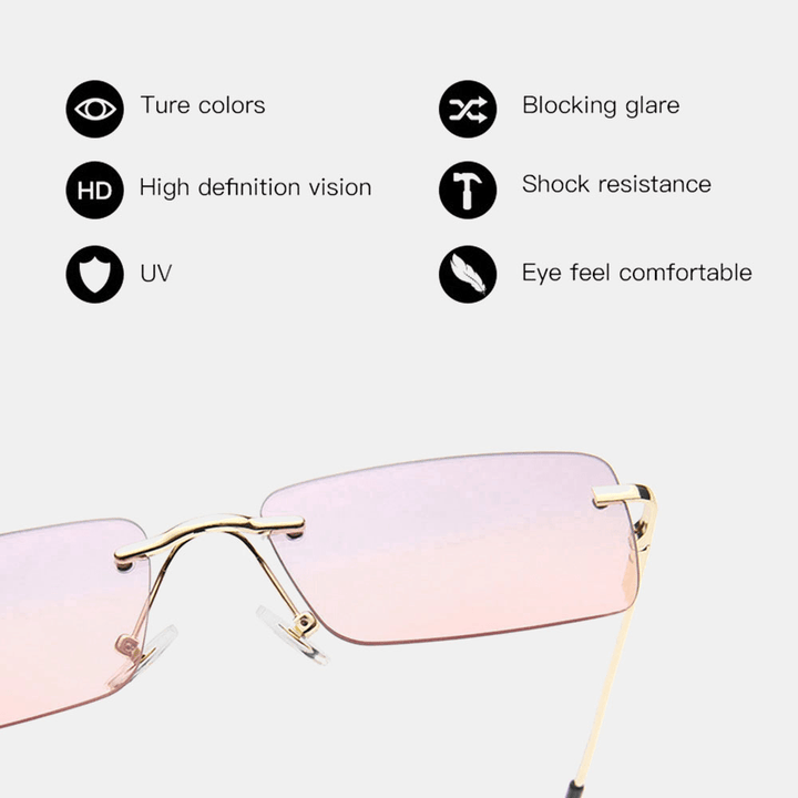 Women Retro Multi-Color Framelss Small Square Fashion Personality UV Protection Sunglasses