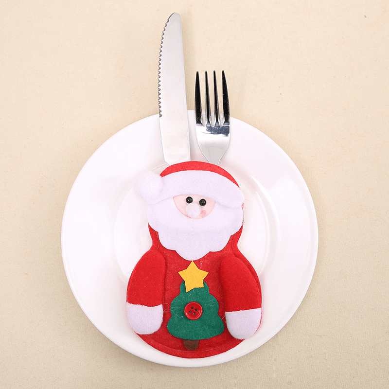 6PCS Christmas Santa Claus Tableware Holder Pocket Xmas Dinner Cutlery Bag Decor