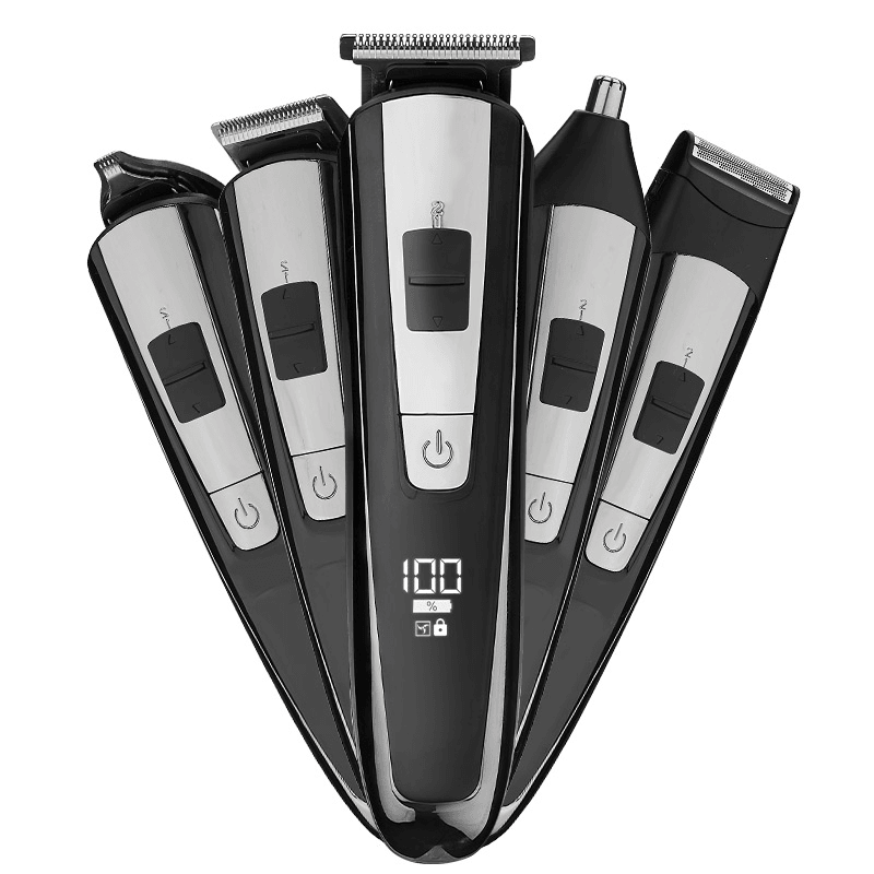 NK-2555 5 in 1 LCD Display Multifunctional Hair Trimmer USB Rechargeable Electric Hair Care Clipper