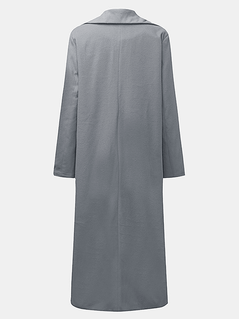 Solid Color Pocket Long Coat