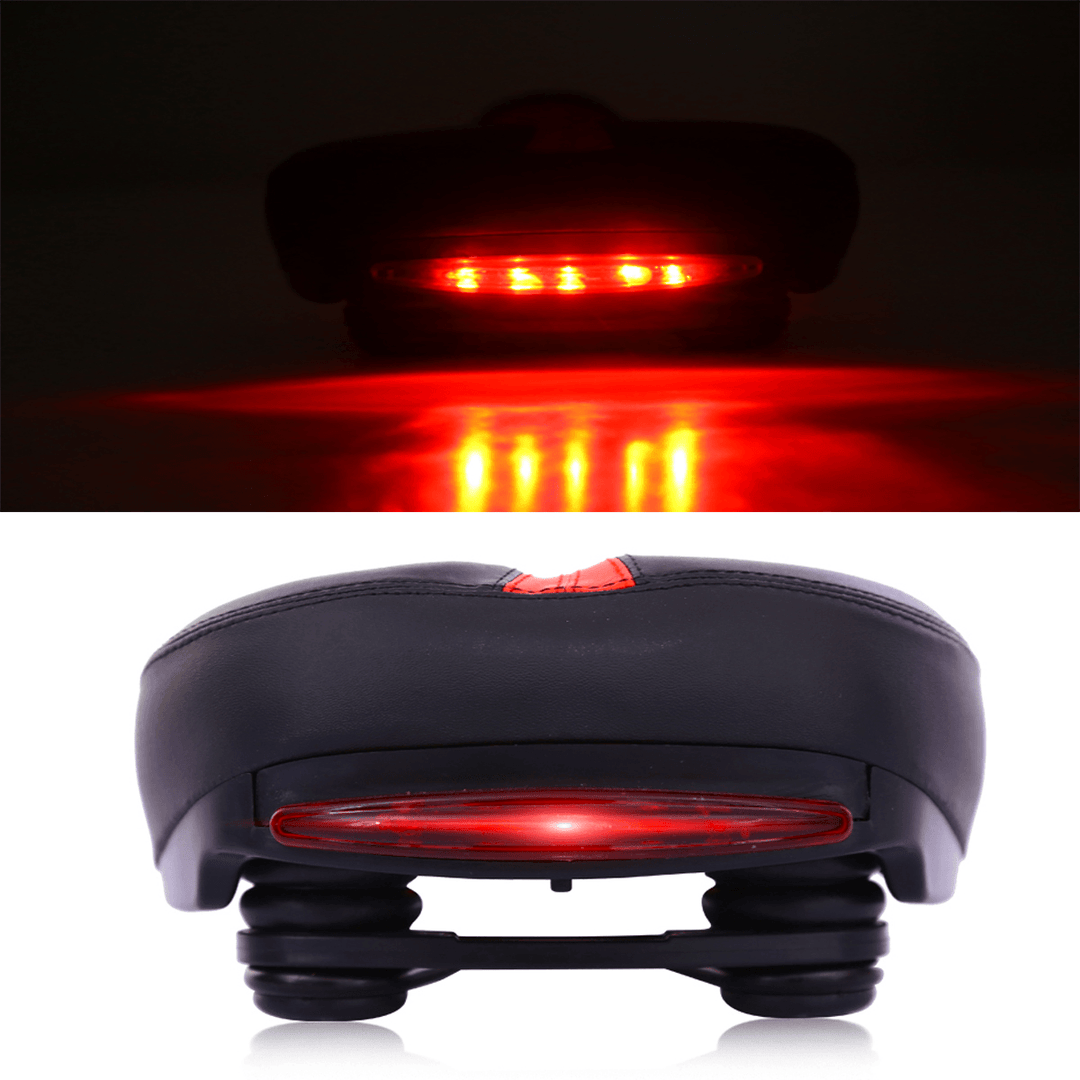 BIKIGHT MTB Bike Comfort Saddle Cushion Pad Seat Bicycle Cycling LED Tail Flashing Light