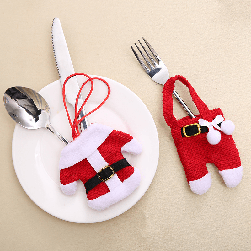 1Set Creative Christmas Small Clothes Pants Tableware Sets Kitchen Restaurant Hotel Layout Knife Fork Spoon Set Xmas Decorations