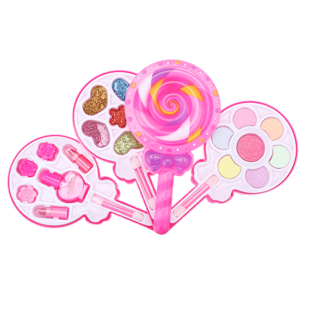 Girls Make-Up Toy Set Lollipop Shaped Princess Pink Beauty Cosmetics Compact Kids Gift