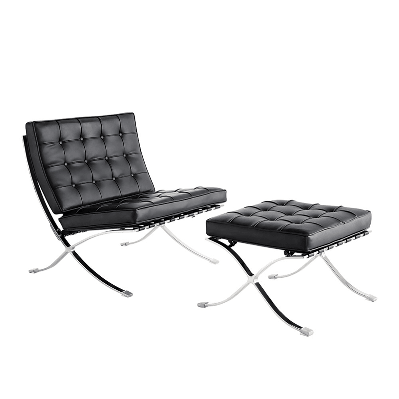 BS804A Chaise Lounge Foldabe Black Leisure Chair with Ottoman for Bedroom Living Room