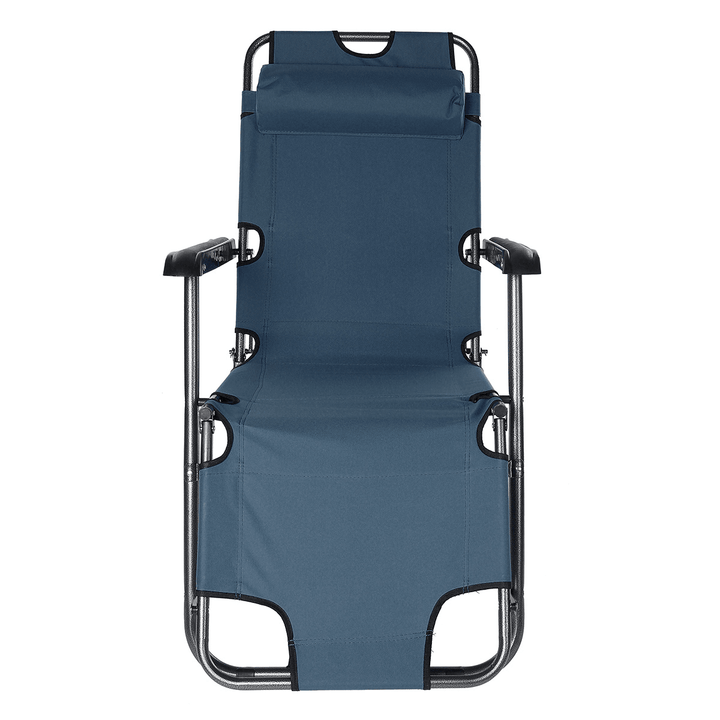 Folding Beach Chair Outdoor Lounge Chair Removable Headrest Camping Traveling Foldable Outdoor Recliner Camping Chair