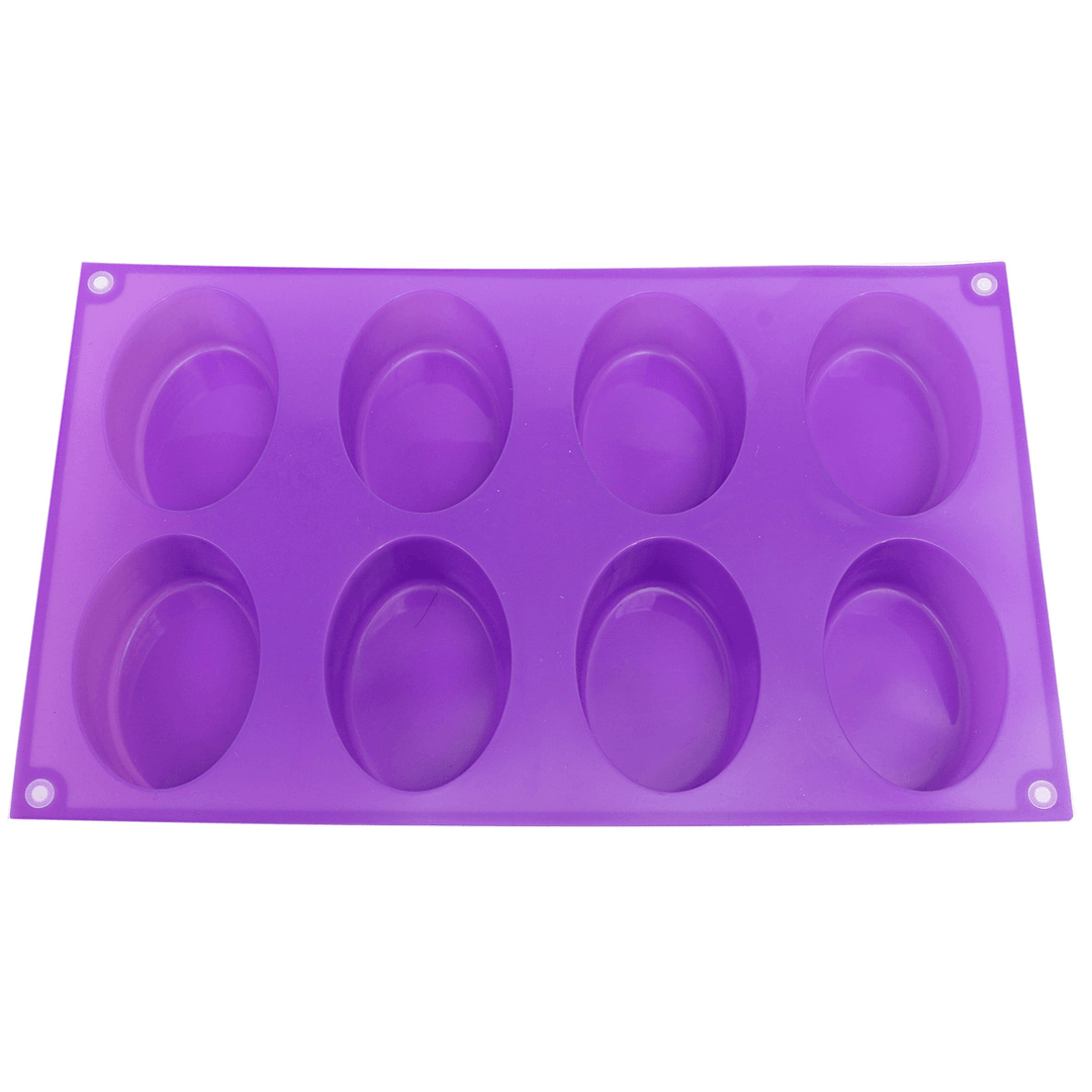 8-Cavity Oval Soap Mold Silicone Chocolate Mould Tray Homemade Muffin Making Tool Baking Mould