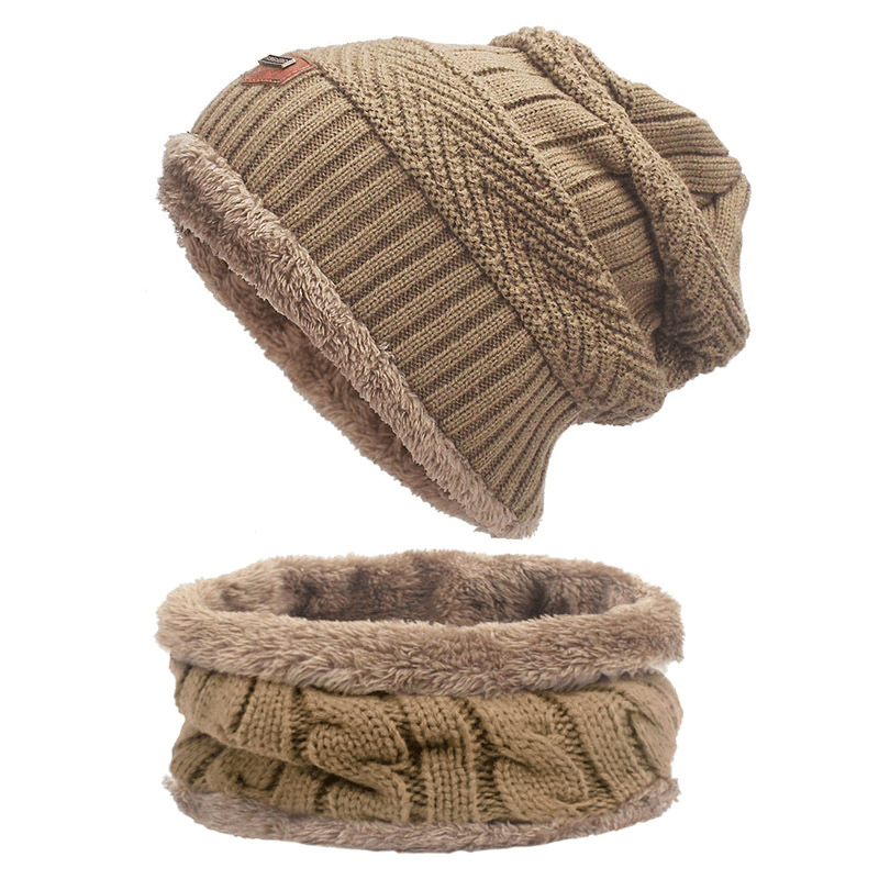 Autumn Winter Hats and Scarves for Men and Women with Velvet Thick