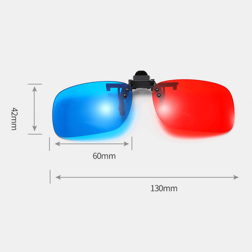 Unisex 3D Stereo Glasses Clip Lens Cinema Film Red and Blue Universal Glasses Lens with Case