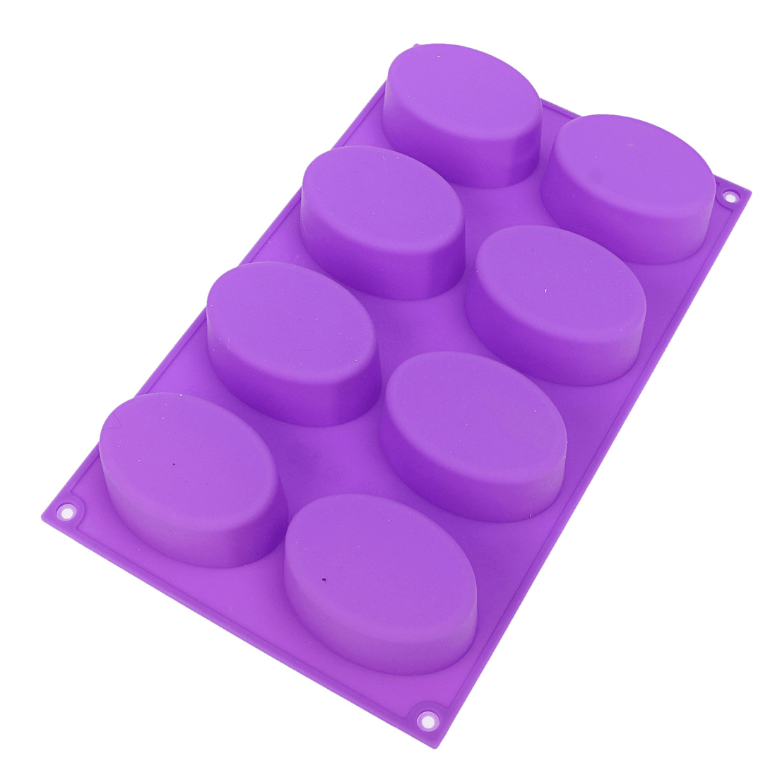 8-Cavity Oval Soap Mold Silicone Chocolate Mould Tray Homemade Muffin Making Tool Baking Mould