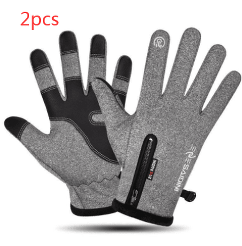 Men'S Autumn and Winter Gloves Touch Screen Zipper Waterproof Riding Outdoor