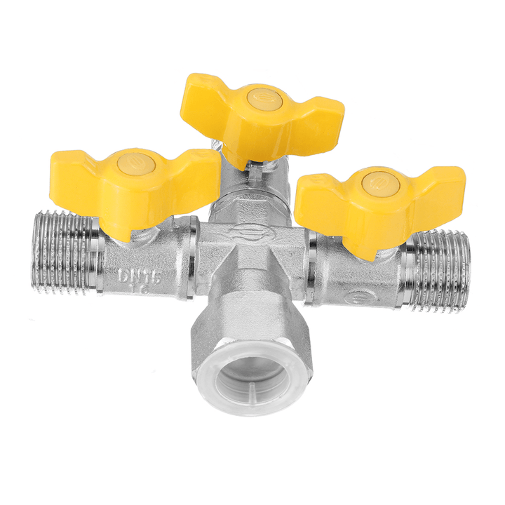 1/2" Garden Hose Tap Manifold Quick Connector Three Outlet 3 Way Water Splitter Valve Adapter for Washing Machine Faucet