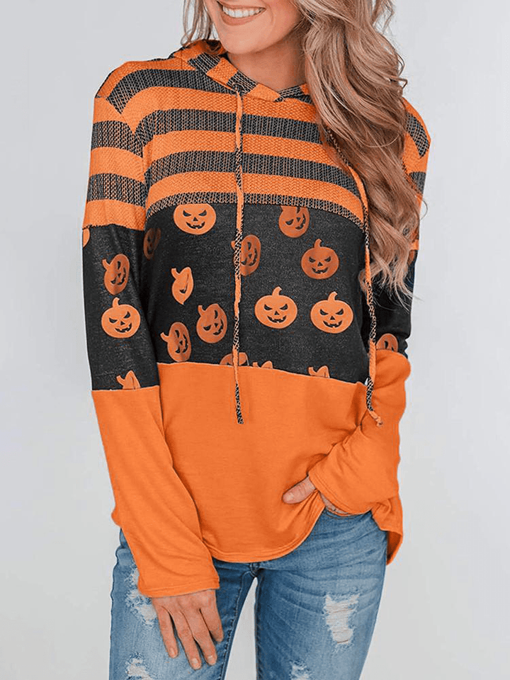 Long Sleeve Hooded Casual Print Sweatshirt