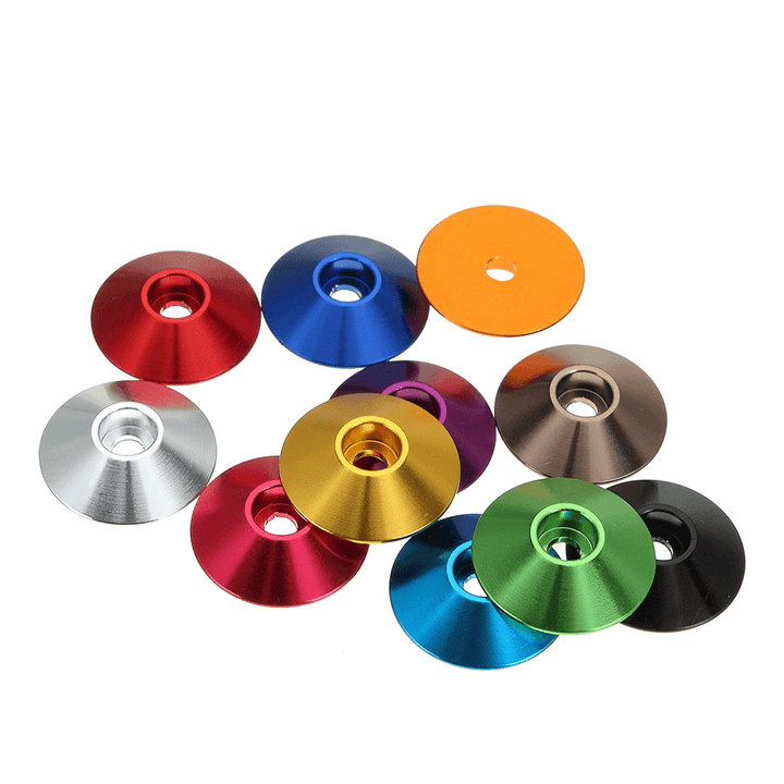 Suleve‚Ñ¢ M3AN10 10Pcs M3 Cap Head Screw Cup Washer Extra Large Gasket Aluminum Alloy Multicolor