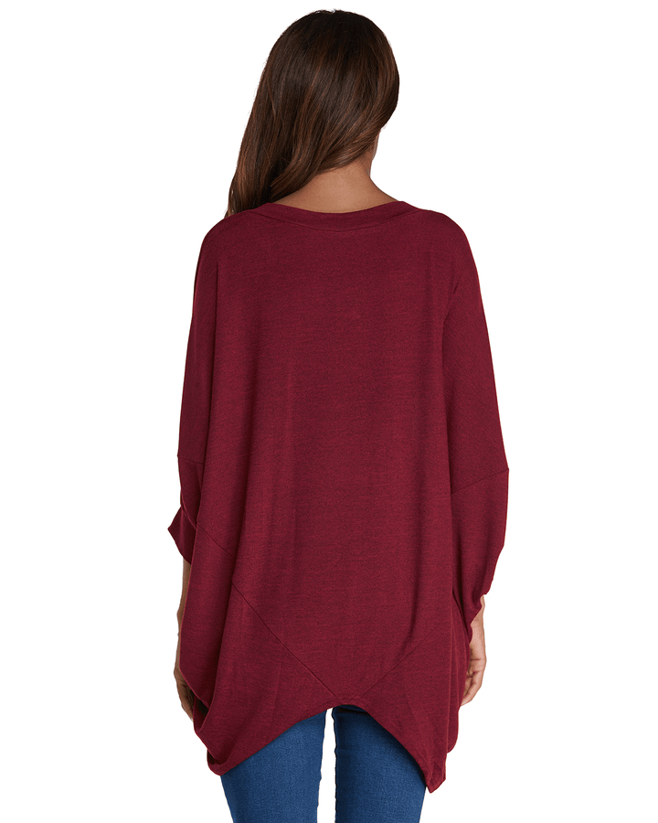 Women Pullover V Neck Long Sleeve Irregular Hem Casual Loose Blouse