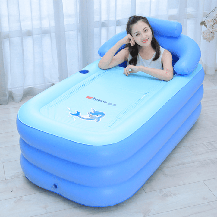 63X33X25.2 Inch Inflatable Bath Tub Adult Folding PVC Portable Spa Swimming Pool