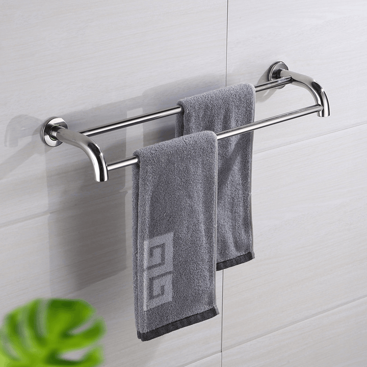 Bakeey 304 Stainless Steel Perforated Towel Rack Double Rod Shelf Strong Bearing Capacity for Home Hotel