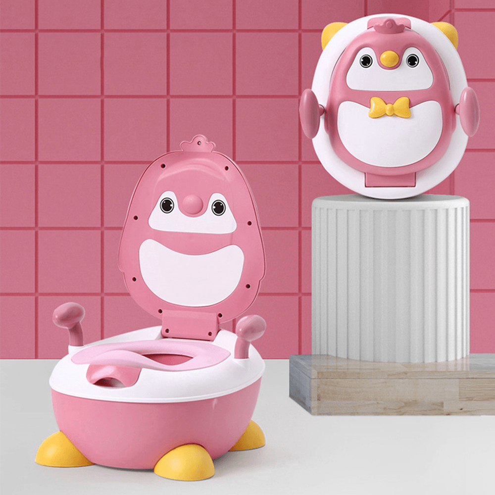 Children Potty Penguin Shape Spatterproof Urine Portable Toilet Freely Adjustable Height for Kid Care