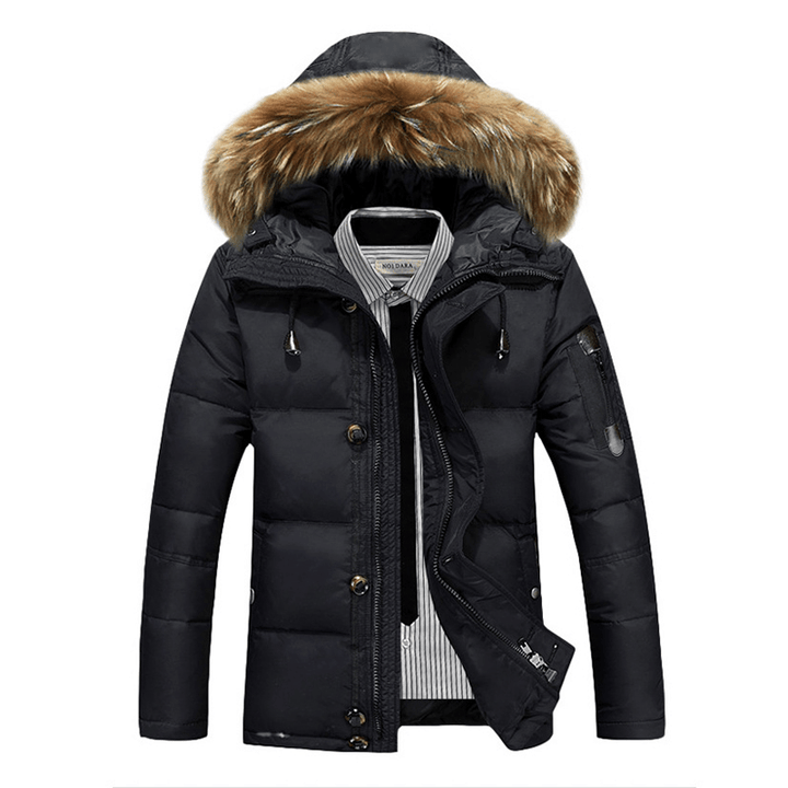 Mens Winter Thick Warm down Jacket Furry Hood Padded Parka