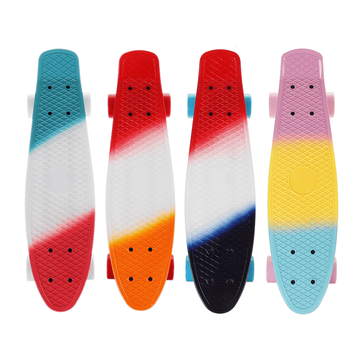 22 Inch Plastic Mini Cruiser Skateboard Long Board Banana Retro Skate Longboard Graphic Printed Children'S Scooter