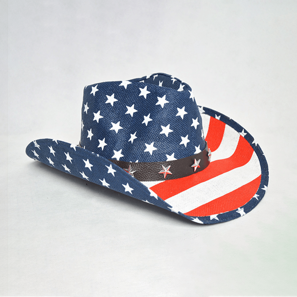 American Flag Panama Western Cowboy Hat Sailor Dance Hat Patriotic Jazz Hat