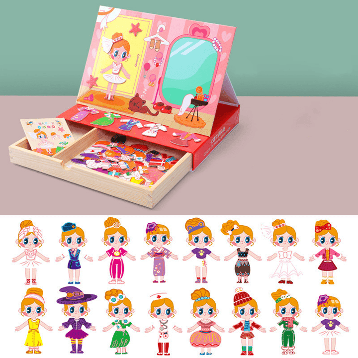 Multifunctional Puzzle Drawing Board Magnetic Sticker Toy Children Wooden