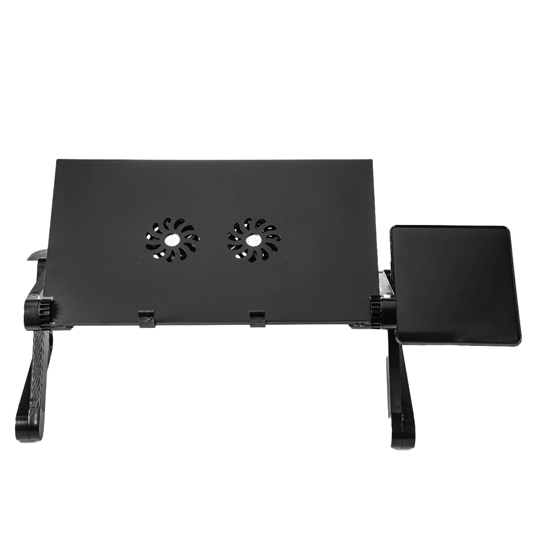 Adjustable Laptop Table Stand Portable Folding Notebook Desk Stand 2 Fans with Mouse for Bed Sofa Home - MRSLM