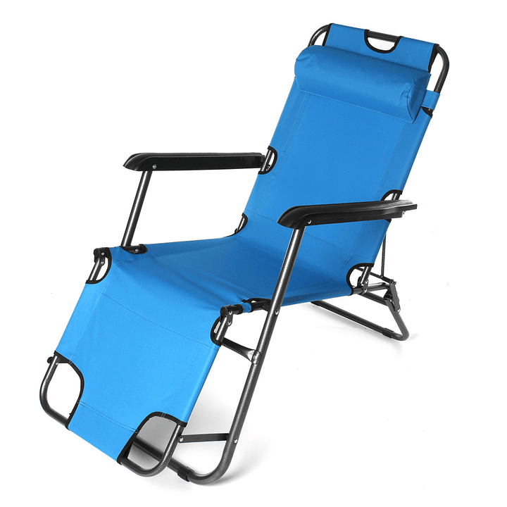 Folding Beach Chair Outdoor Lounge Chair Removable Headrest Camping Traveling Foldable Outdoor Recliner Camping Chair - MRSLM