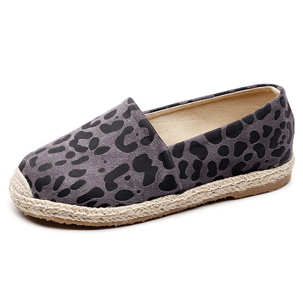 Women Leopard Printing Comfy Lightweight Casual Slip on Espadrille Flats - MRSLM