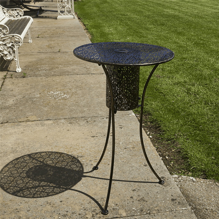 LED End Table Solar Garden Bistro Table Outdoor Silhouette Light Bronze Finish Warm White