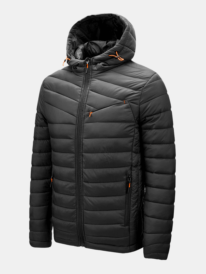 Mens Warm Hooded Zipper Long Sleeve down Jacket with Pocket - MRSLM