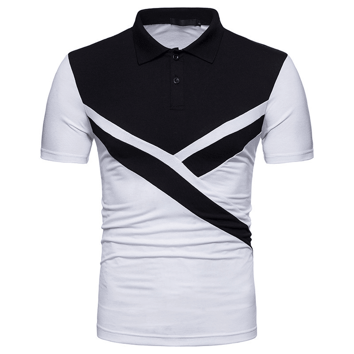 Irregular Stitching Short-Sleeved T-Shirt Polo Shirt