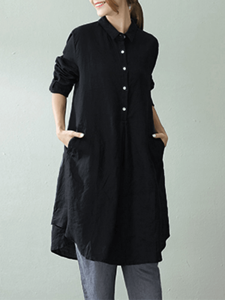 Women Lapel Shirt Dress - MRSLM