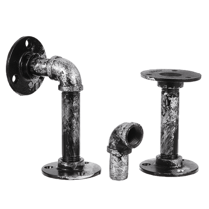 2Pcs Industrial Steel Pipe Shelf Bracket DIY Rustic Heavy Duty Decor Shelves