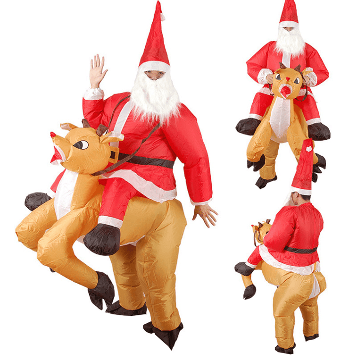 3D Christmas Costume Santa Rides Elk Costume Christmas Dress Costume for Kids Adult Party Prop Supplies